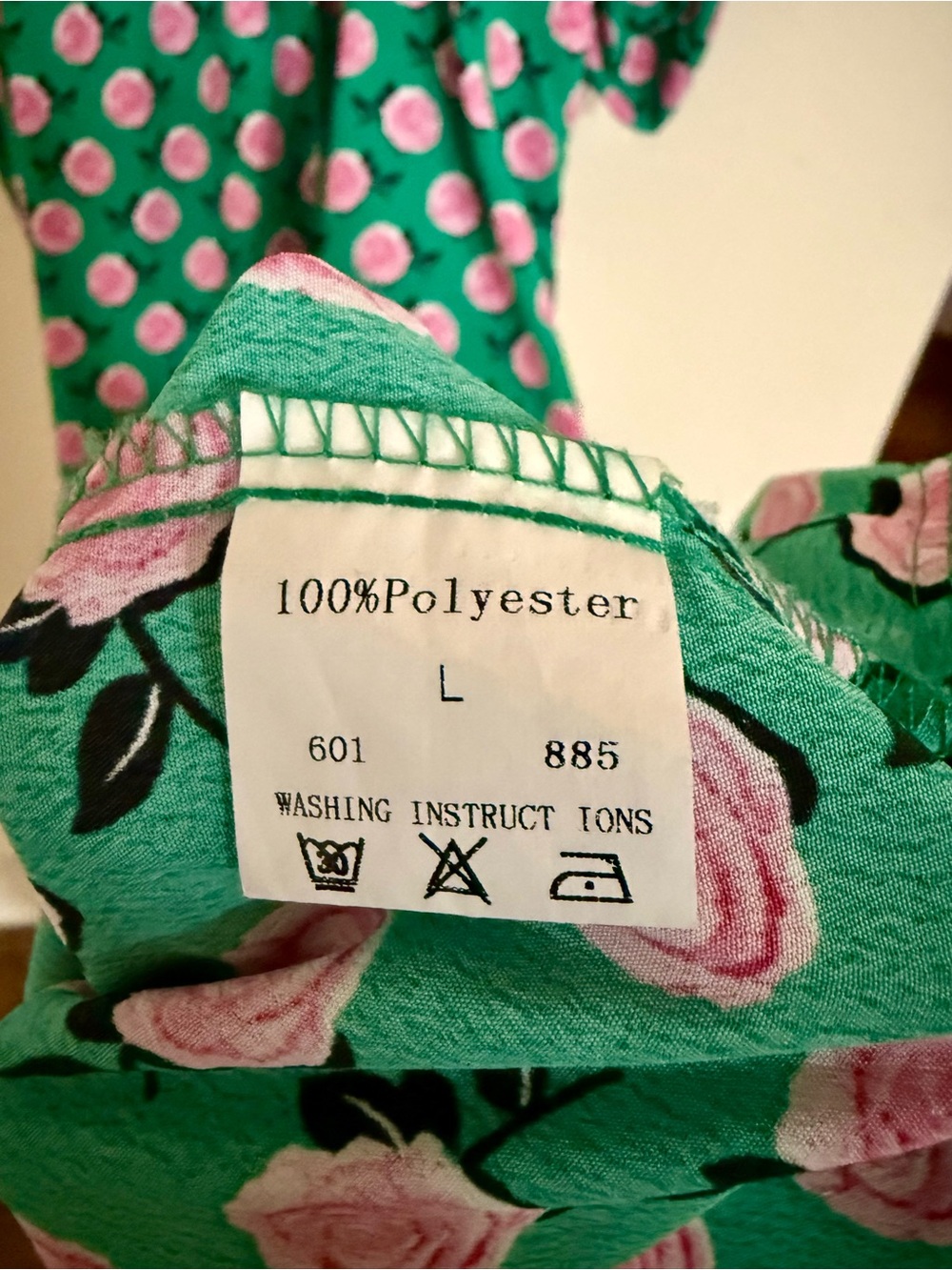 Green Floral Maxi Dress with Pink Blooms - Picture 5 of 5